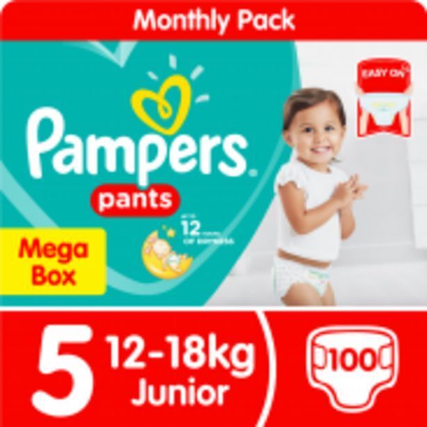 Pampers pants size 5 junior (1218kg) mega box 100 nappies offer at