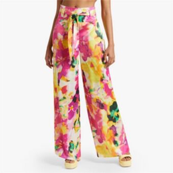 Women's multicolour floral satin pants