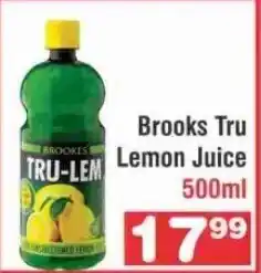 Advance Cash n Carry Brooks Tru Lemon Juice 500ml offer