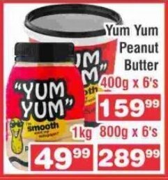 Advance Cash n Carry Yum Yum Peanut Butter 400g x 6's offer