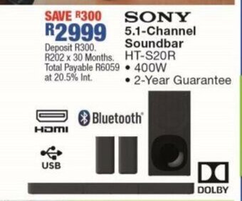 OK Furniture Sony 5.1 Channel Soundbar HT-S20R offer