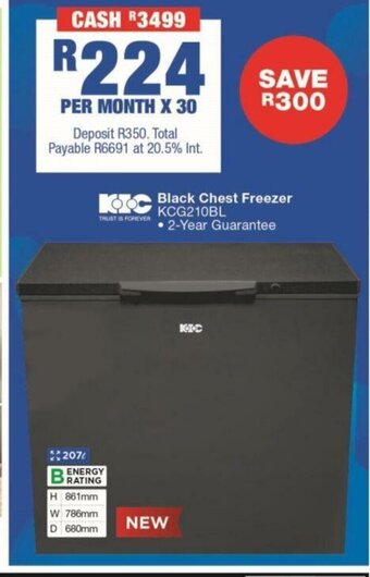 OK Furniture Black Chest Freezer KCG210BL offer