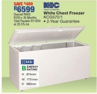 OK Furniture White Chest Freezer KCG570/1 offer
