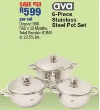 OK Furniture Ava 6-Piece Stainless Steel Pot Set offer