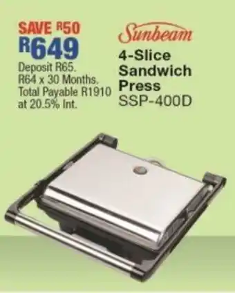 OK Furniture Sunbeam Sandwich Press SSP-400D offer