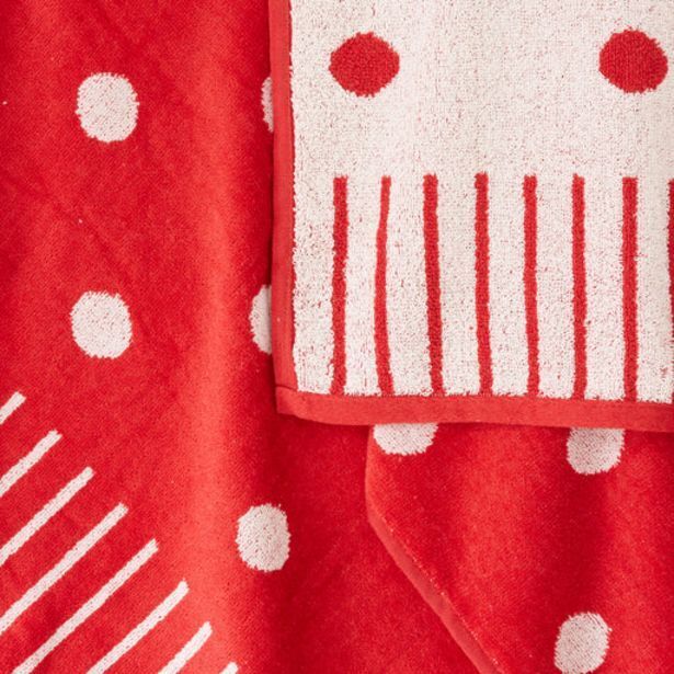 Polka dot beach towel red offer at Whitehouse