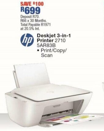 OK Furniture Deskjet 3-in-1 Printer 2710 5AR83B offer