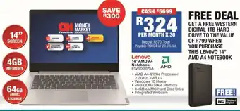 Lenovo 14" AMD A4 Notebook 81VS003VSA