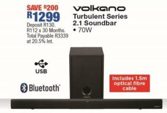 OK Furniture Volkano Turbulent Series 2.1 Soundbar 70W offer