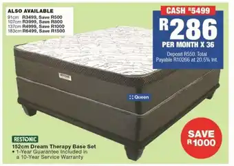 OK Furniture Restonic 152cm Dream Therapy Base Set offer