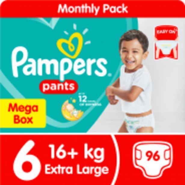 Pampers pants size 6 extra large (16+kg) mega box 96 nappies offer at