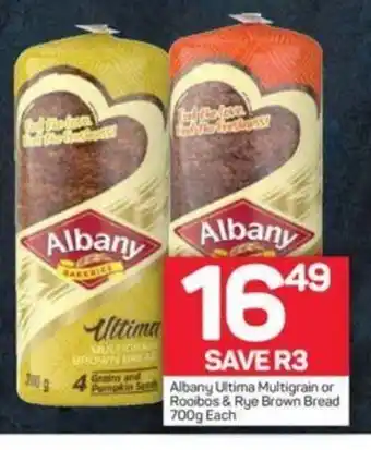 Pick n Pay Albany Ultima Multigrain or Rooibos & Rye Brown Bread 700g offer