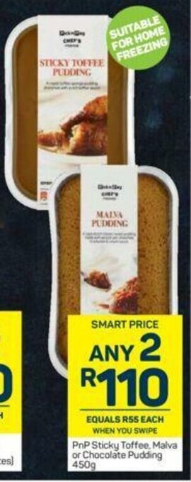 Pick n Pay PnP Sticky Toffee, Malva or Chocolate Pudding 450g offer
