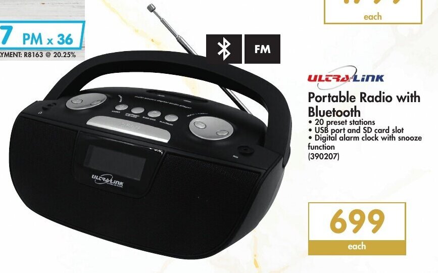 Ultralink Portable Radio with Bluetooth offer at Makro