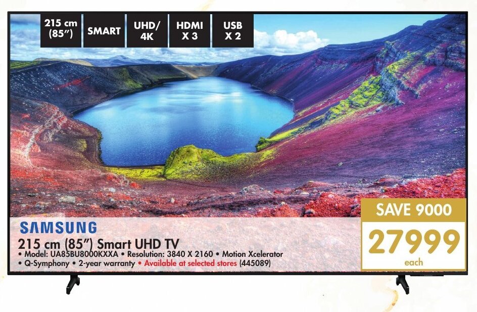 Samsung 215cm (85") Smart UHD TV offer at Makro