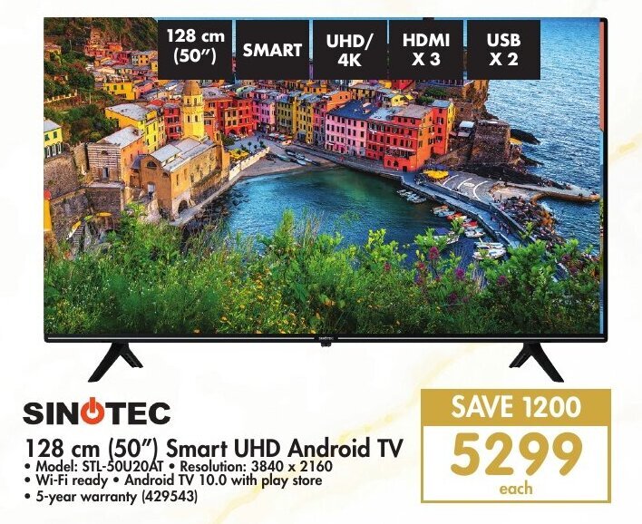 Sinotec 128cm (50") Smart UHD Android TV offer at Makro