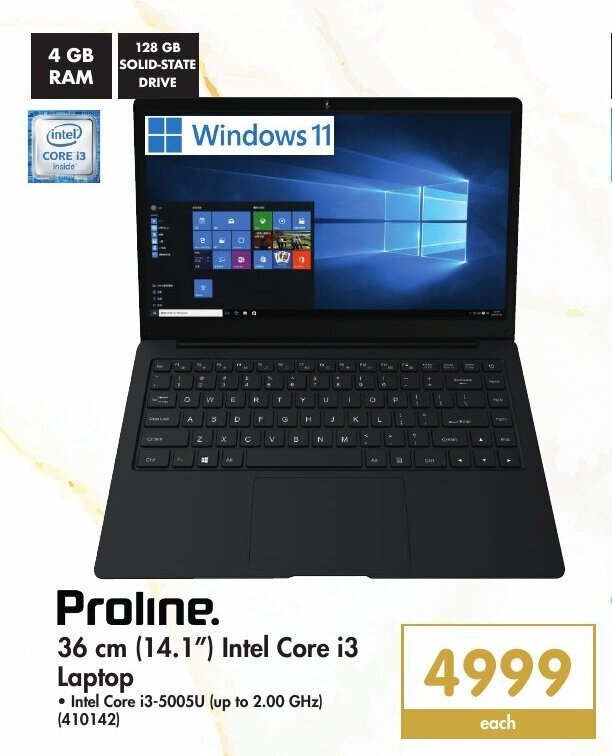 Proline 36cm (14.1") Intel Core i3 Laptop offer at Makro