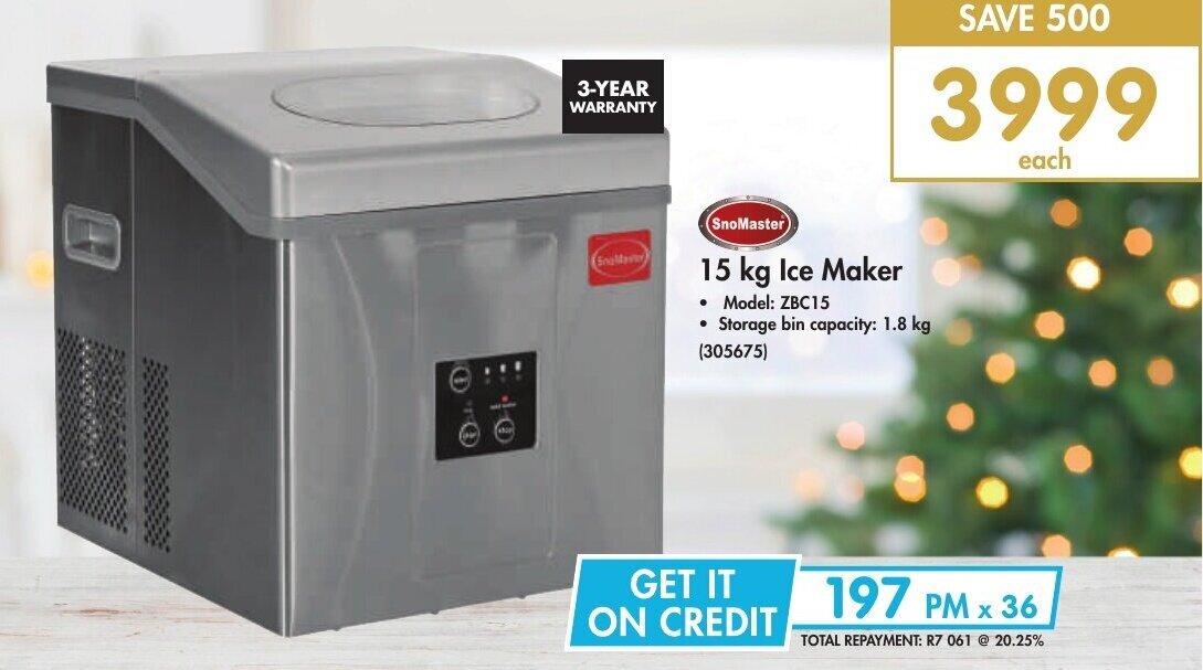 SnoMaster 15kg Ice Maker offer at Makro