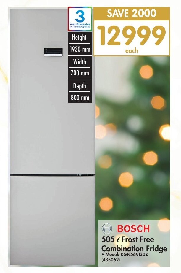 Bosch 505L Frost Free Combination Fridge offer at Makro