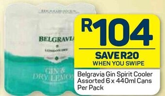 Pick n Pay Belgravia Gin Spirit Cooler Assorted 6 x 440ml Cans Per Pack offer