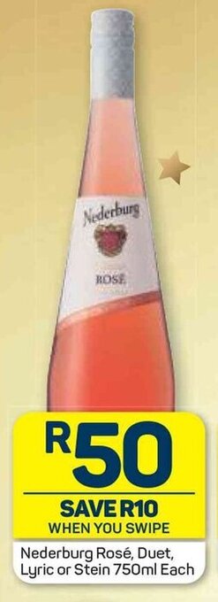Pick n Pay Nederburg Rosé, Duet, Lyric or Stein 750ml offer