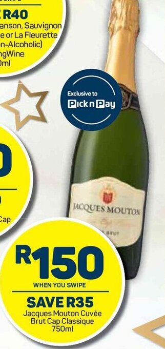 Pick n Pay Jacques Mouton Cuvée Brut Cap Classique 750ml offer