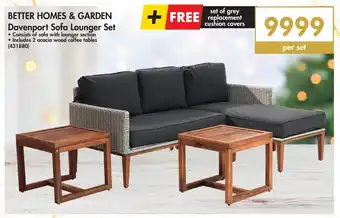 Makro Better Homes & Garden Davenport Sofa Lounger Set + set of grey replacement cushion cover offer