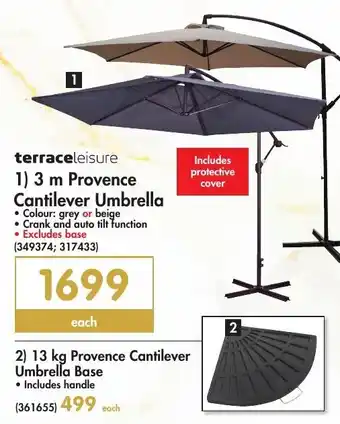 Terraceleisure 3m Provence Cantilever Umbrella