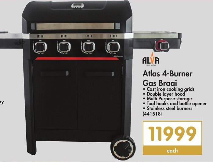 Alva Atlas 4Burner Gas Braai offer at Makro