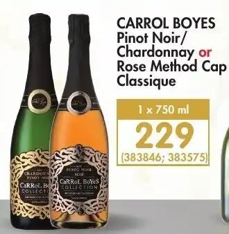 Carrol Boyes Pinot Noir / Chardonnay or Rose Method Cap Classique 750ml