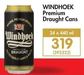 Windhoek Premium Draught Cans 24 x 440ml