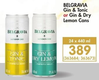 Makro Belgravia Gin & Tonic or Gin & Dry Lemon Cans 24 x 440ml offer