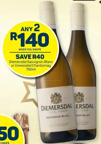 Pick n Pay Liquor Diemersdal Sauvignon Blanc or Unwooded Chardonnay 2 x 750ml offer