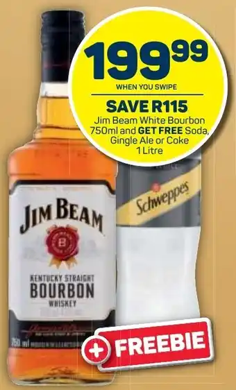 Pick n Pay Liquor Jim Beam White Bourbon 750ml and Get Free Soda Gingle Ale or Coke 1 litre offer