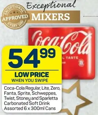 Pick n Pay Liquor Coca-Cola Regular, Lite, Zero, Fanta, Sprite, Schweppes, Twist, Atoney and Sparletta Carbonated Soft Drink Assorted 6 x 330ml offer