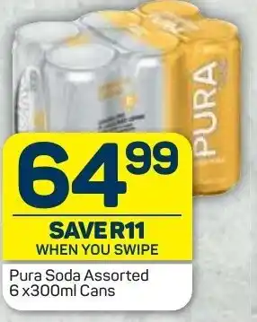 Pick n Pay Liquor Pura Soda Assorted 6 x 300ml Cans offer
