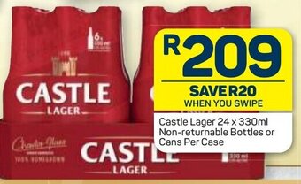 Pick n Pay Liquor Castle LAger 24 x 330ml Non-Returnable Bottles or Cans Per Case offer