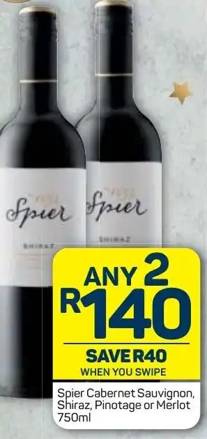 Pick n Pay Liquor Spier Cabernet Sauvignon, Shiraz, Pinotage 750ml offer