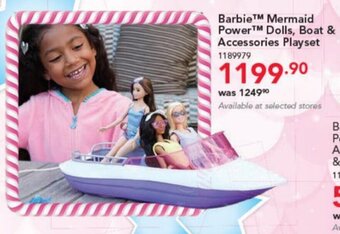 ToysRUs Barbie Mermaid Power Dolls, Boat & Accessories Playset offer
