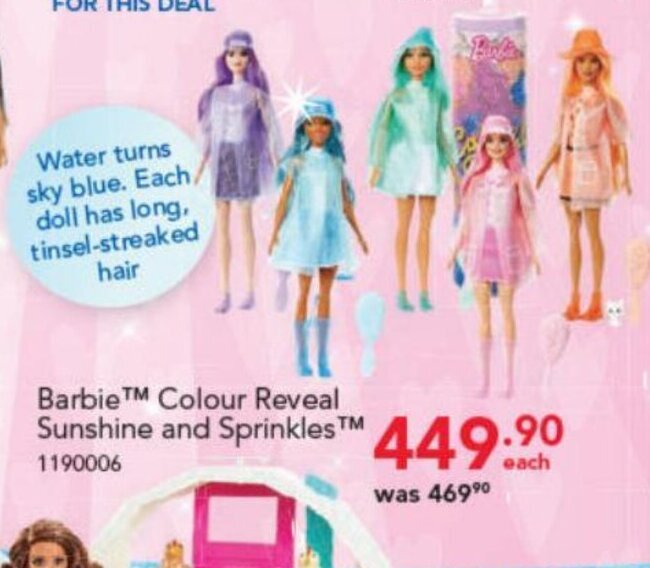 Barbie Colour Reveal Sunshine and Sprinkles offer at ToysRUs