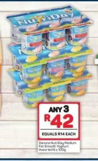 Pick n Pay Danone Nutriday Medium Fat Smooth Yoghurt Assorted 6x100g offer
