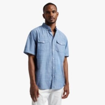 Markham Rj blue denim cambray plain shirt offer