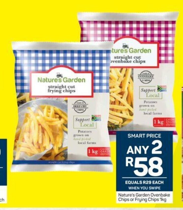 Nature's Garden Ovenbake Chips or Frying Chips 1kg offer at Pick n Pay