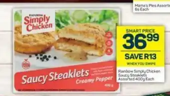 Pick n Pay Rainbow Simply Chicken Saucy Steaklets Assorted 400g offer