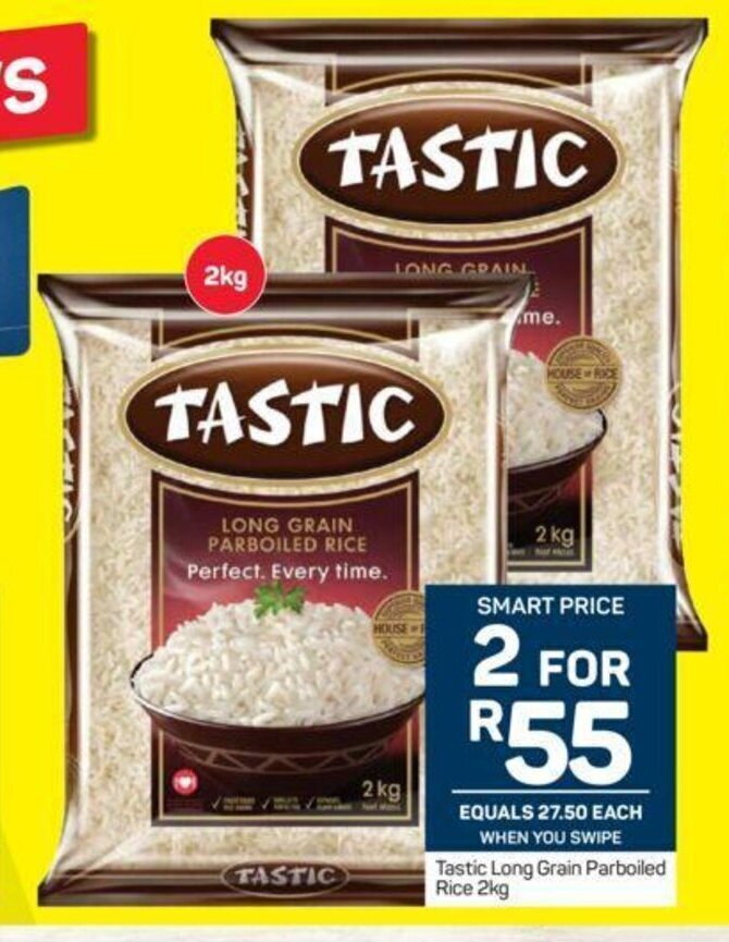 Tastic Long Grain Parboiled Rice 2kg offer at Pick n Pay