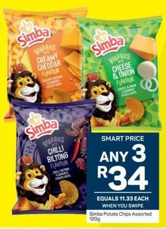Pick n Pay Simba Potato Chips Assorted 120g offer