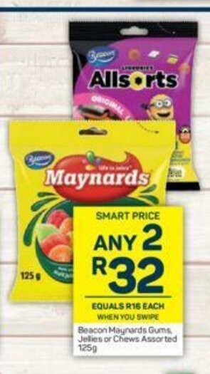 Pick n Pay Beacon Maynards Gums, Jellies or Chews Assorted 125g offer