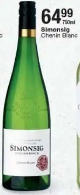 Checkers Simosing Chenin Blanc 750ml offer