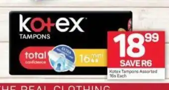 Pick n Pay Kotex Tampons Assorted 16s offer