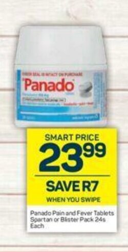 Pick n Pay Panado Pain and Fever Tablets Spartan or Blister Pack 24s offer